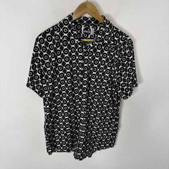 Vintage SilverTab Shirt L Geometric Disco Print Korea 90s VTG Levi’s Polyester - Picture 1 of 5